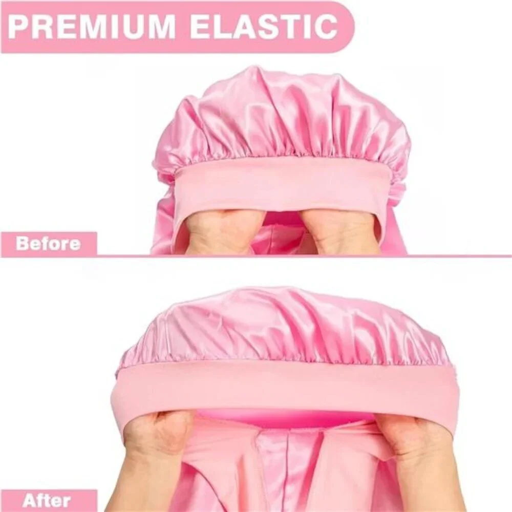 2-Pack Silk Sleep Bonnets Extra Long & Large Size Braids, Long Hair, and Natural